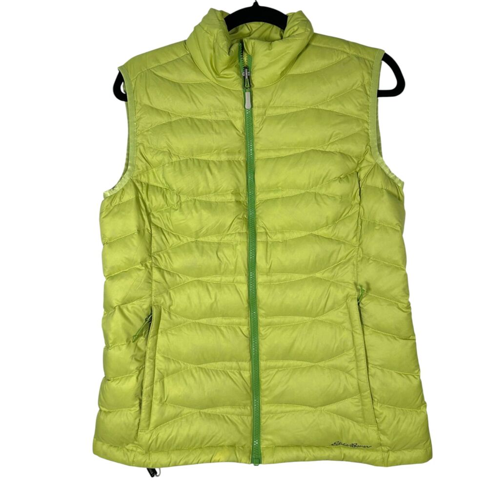 Eddie Bauer Green Quilted Down Packable Vest Women's Size Medium